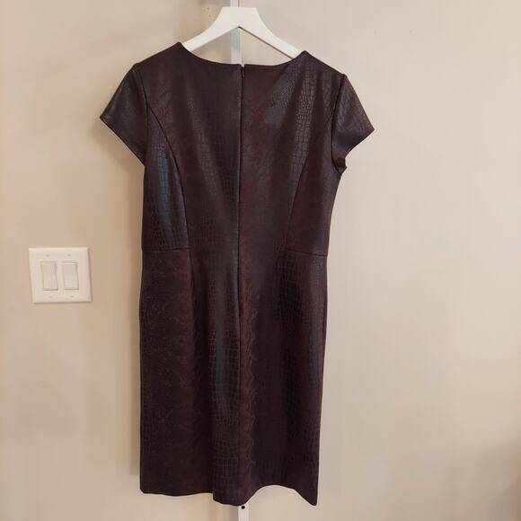 Chicos Sheath Dress Size 1 Medium Brown Mixed Animal Print Safari Knee Length - Picture 7 of 9